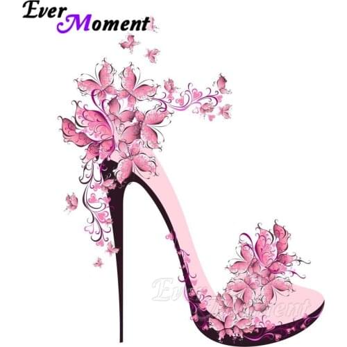 Ever Moment Diamond Mosaic Butterfly Pink High Heel Shoe 5D DIY Diamond Painting Home Decoration Full Square Craft ASF1066