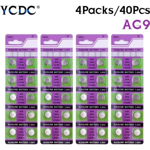 YCDC 40Pcs AG9 Watch Cell Coin Battery SR936 936A 194 524 V394 280-17 1.55V Alkaline Battery Single Use AG9 LR936 394 SR936SW