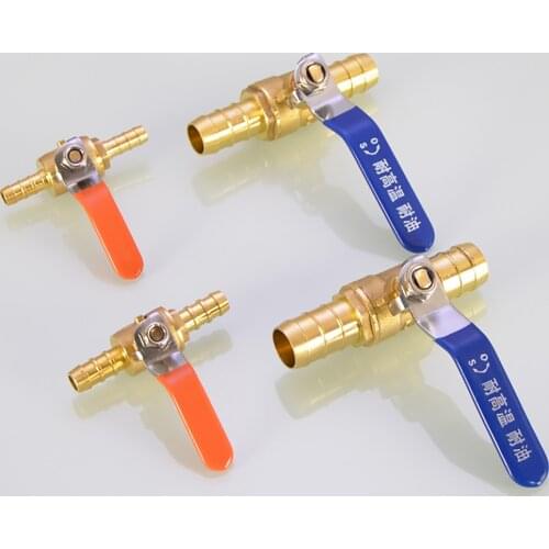 1pcs Brass 8mm - 19mm Hose Barb Inline Shutoff Ball Valve Pipe Fittings Connector Water Oil Air Gas Fuel Small Valve