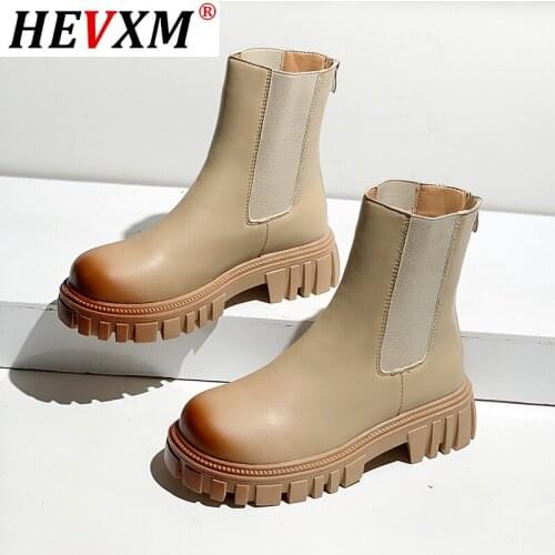 2021 Thick Bottom Leather Western Style Chelsea Ankle Boots for Woman Elastic Band Patchwork Chunky Heel Boot Lady Shoes