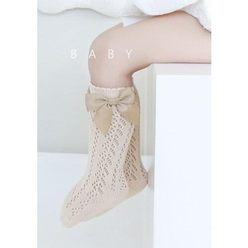 0-5T Toddler Kid Baby Girls Bow Socks Elegant Bowknot Hollow Out Mesh Cute Sweet Socks Summer Baby Clothing