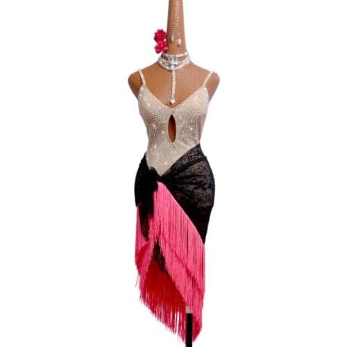 New Latin Dance Dress Competition Dress Costumes Skirt Performing Dress Adult Customize Children Red Matador Skirt Split Skirtes
