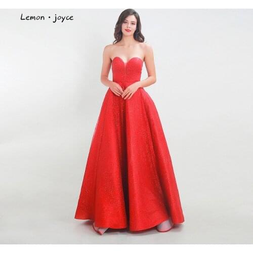 Lemon joyce Red Evening Dresses 2020 New Style Formal Sweetheart Simple A-line Prom Party Gowns Plus Size robe de soiree