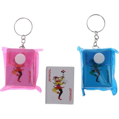 1Pc 3x4cm Portable Mini Playing Cards Poker Keychain Small Board Game Key Chain