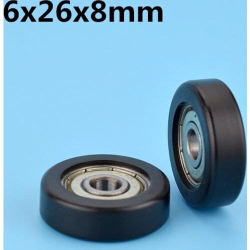1Pcs 6x26x8 mm Nylon Plastic Wheel With Bearings Flat miniature pulley POM Hard bearing Doors and windows Silent wheel
