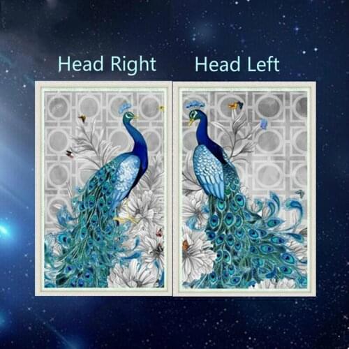 1pc Diamond Art Painting Cross Stitch Peacock Animal Vertical Porch Living Room Decoration Handmade Kit Partial Drill Diamonds