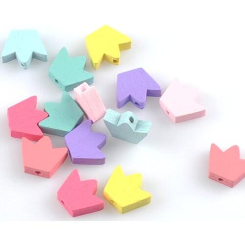 100pcs Mixed Crown Wooden Spacer Beads For Jewelry making DIY 13X16mm MT2033X