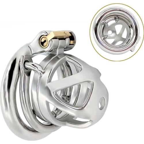 2021 Stainless Steel Male Chastity Cock Cage Bondage Big Cock Anti-Wolf Ring Lockable Sex Toy Flirt Penis Lock SM Game