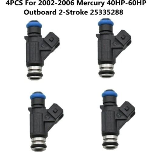 4PCS Fuel Injector Nozzle for 2002-2006 Mercury 40HP-60HP Outboard 2-Stroke 25335288