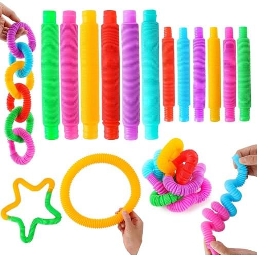 5 Pack L Big Size Fine Motor Skills & Learning Unique Classroom Pop Tubes Sensory Fidget Toys