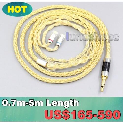 8 Cores 99.99% Pure Silver + Gold Plated Earphone Cable For QDC Gemini Gemini-S Anole V3-C V3-S V6-C V6-S Neptune LN006504