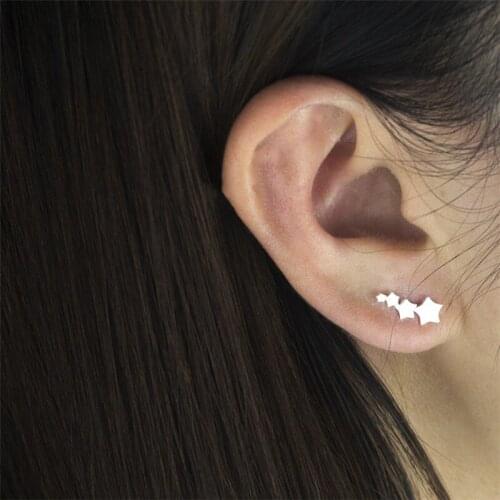 Stainless Steel Shiny Four Stars Stud Earings Fashion Jewelry For Women Boucle d'oreille Femme Brincos Bijoux Best Friend Gifts