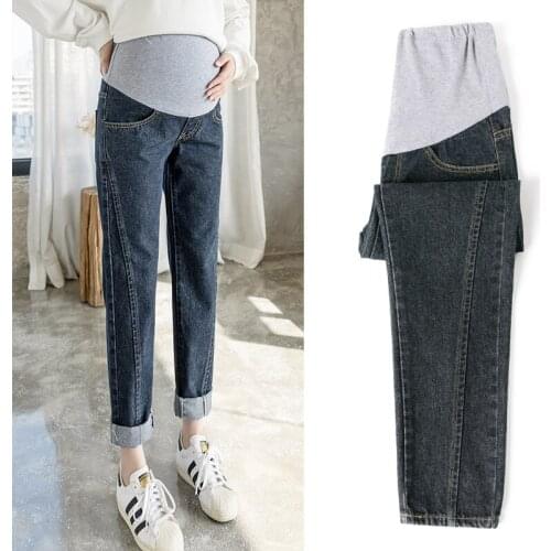 Pregnancy Abdominal Pants Boyfriend Jeans Maternity Pants For Pregnant Women Clothes High Waist Trousers Loose Denim Jeans
