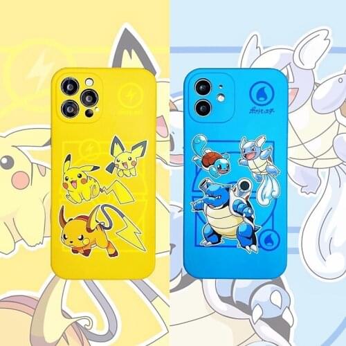 Pokemon Pikachu Jenny Turtle Wristband Phone Case for iPhone 11 Pro Max Full-wrapped Cute Cases for Apple iPhone 12 XR XS Max