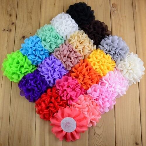 20pcs/lot 3.94" Kids Hair Flower Without Clip Girls Burn Edge Rim Fabric Rose Flowers For Headband Supply DIY Hair Accessories