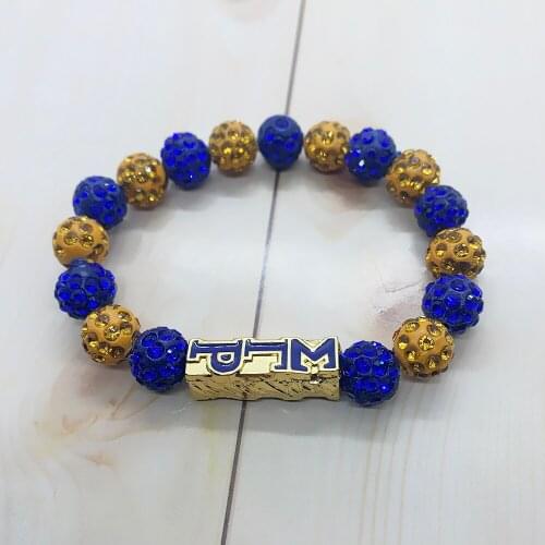Enamel color metal SIGMA GAMMA RHO bead bracelet sorority society shiny rhinestone jewelry elastic bangle