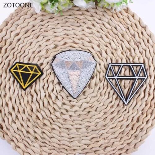 Hot Sale Cheap Embroidery Black Diamond Patch Applique For Clothes Stickers Iron On Cute Cartoon Patches Mix Badges For Clothing