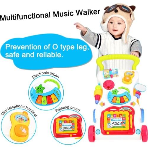 Baby Walker Multifuctional Toddler Trolley Sit-to-Stand ABS Musical Walker with Adjustable Screw for Toddler toys for Children