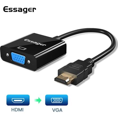 Essager HDMI to VGA Adapter Cable 1080P HDMI Male to VGA Female Jack 3.5 mm Converter Video Aux Audio Splitter For Laptop PS4 TV