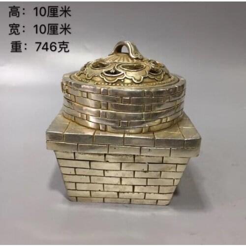 Chinese white copper cooking bench statue Collectibles incense burner /Censer Tibet Buddhism Cupronickel Incensory