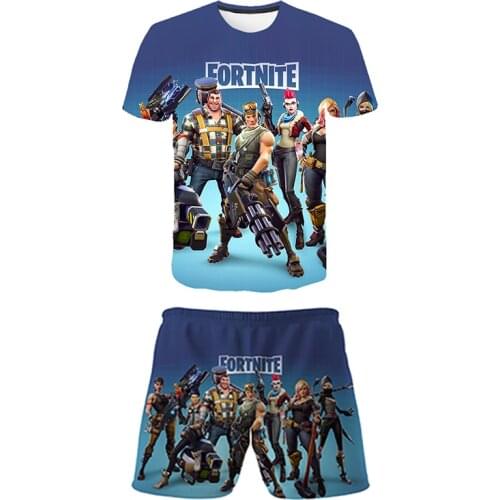 Children Clothing Sets Tops+Pants Sets FORTNITE T Shirt Girls Tees Kids Shorts Sport Suit Baby Boys T-shirt 4 5 6 7 8 9-14 Years