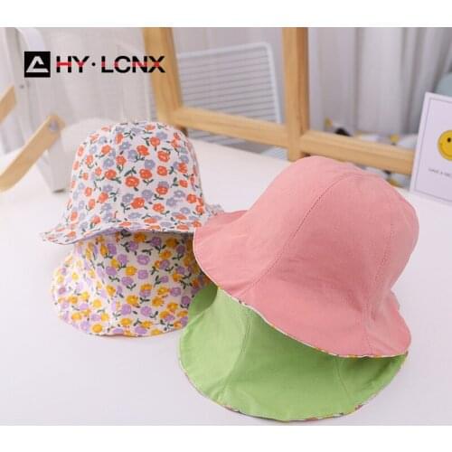Korean Spring New Double-side Floral Fisherman Hat Girl Outdoor Cotton Breathable Bucket Hat Boy Fashion Travel Kid Sun Hat