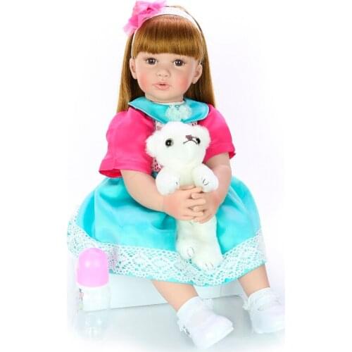 60cm Big Size Reborn Toddler Doll Toy Lifelike Vinyl Princess Baby girl Customized dress cotton Body bebes reborn gift