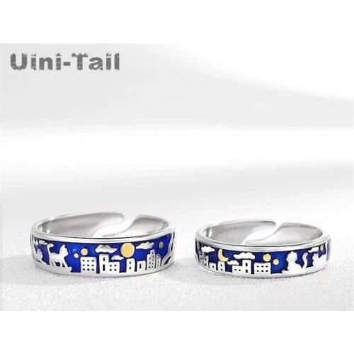 Uini-Tail hot sale new 925 sterling silver niche original design accompanied by accompanying couple rings fashion sweet romantic