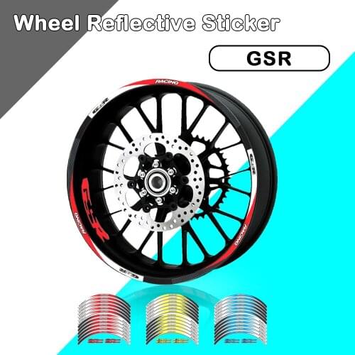 Motorcycle 12 Strips Sticker Decals Reflective Waterproof Wheel For SUZUKI GSR750 GSR600 GSR400 GSR 400 600 750 2006-2018