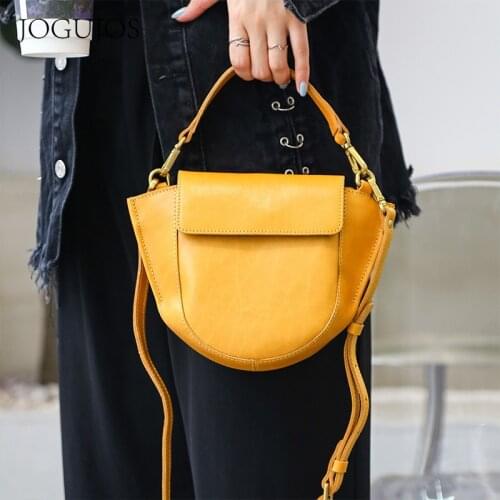 First Layer Cowhide Leather Contracted Fashion Handmade Retro Contracted Brand Chic Shoulder Bags New Chic Women Bags