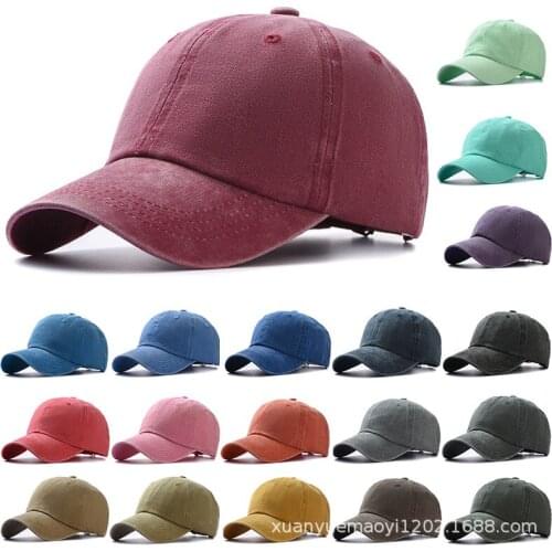 New Unisex Baseball Cap Solid Color Washed Cotton Baseball Cap Men and Women Leisure Adjustable Outdoor Trucker Rebate Cap