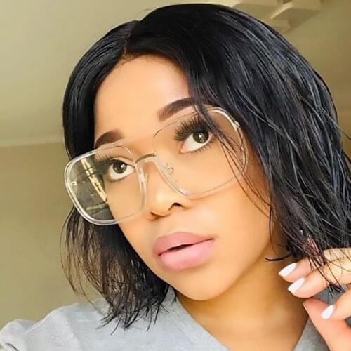 Clear Square Eyeglasses Frame Women Flat Top Shaped Luxury Brand Clear Lens Oversized Sunglasses Square Shades For Women Men