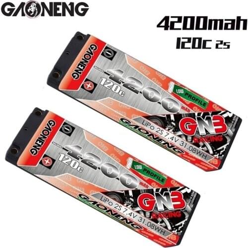 Original Gaoneng GNB 4200MAH 2S 7.4V 120C FPV Lipo Battery Long Thin Hard Shell Off-road Car Boat Batteries