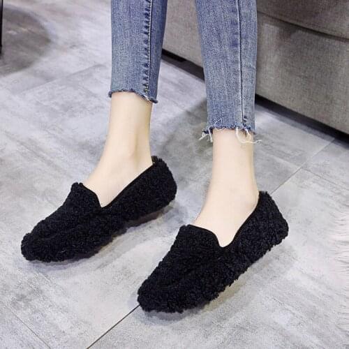 Autumn and Winter New Warm Shoes Female Students Casual Flat Womens Shoes Non-slip Loafers Women Zapatos De Mujer W21-08