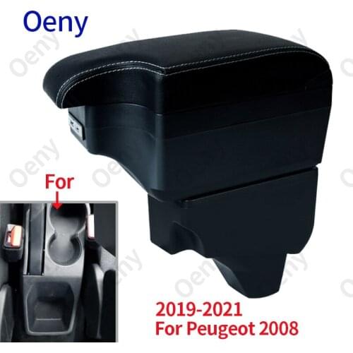 For Peugeot 2008 Armrest For Peugeot 208 Car Armrest box 2019 2020 2021 Retrofit parts Interior Storage box accessories USB LE