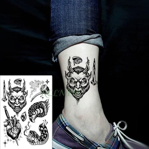 Waterproof Temporary Tattoo Sticker prajna knife in heart eagle head pipe fake tatto flash arm tatoo body art for women men