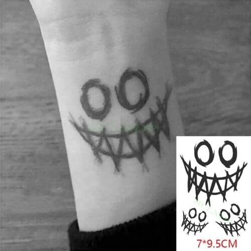 Waterproof temporary tattoo stickers evil funny face funny smiley halloween cartoon water transfer fake flash tattoo woman man