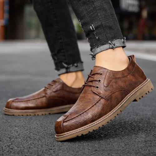 High Quality Mens Leather Shoes Fashion Casual Men Shoes Rubber Lace-up Solid Dress Shoes Formal Oxfords Male Business Footwear
