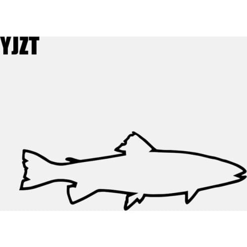 YJZT 16.6CM*5.8CM Trout Outline Decal Vinyl Car Sticker Sea Spotted Rainbow Brook Inshore Fish Black/Silver C24-0785