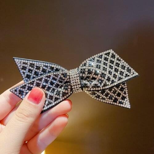 Hair Clips for Women Fashion Crystal Black Bow Hairpin Simple Geometry Hair Accessories for Girl Jewelry Wholesale