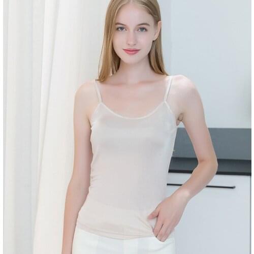 Pure Silk Camis Real Silk Bottoming Camisoles Women Halter Tops Female Wild Black White Solid Camis Casual Silk Tank Tops