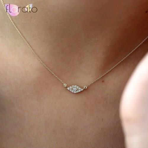 Charming Zircon Crystal Evil Eye Necklaces 925 Sterling Silver Chain Eye Pendant Necklace for Women Party Good Luck Jewelry