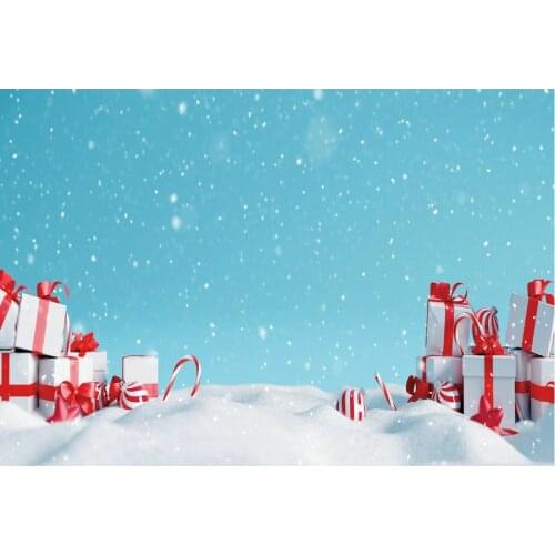 Winter Photography Backdrop Snowflake Gift Box Blue Background Christmas Birthday Party Decor Photo Booth Wedding Decoration
