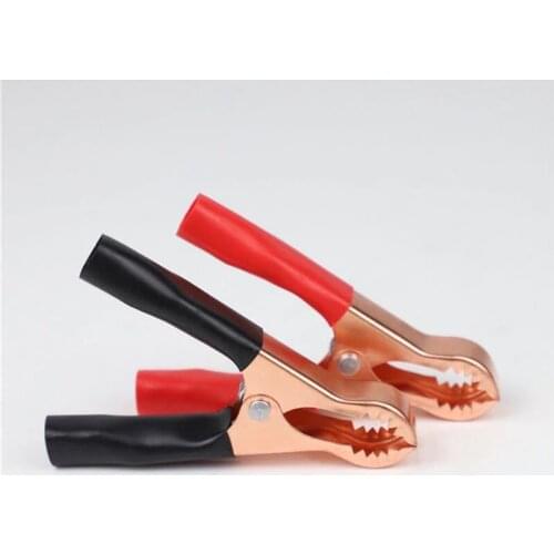 2Pcs 50A Red + Black 80mm Crocodile Car Caravan Van Battery Test Lead Clips Best Promotion Alligator Clips