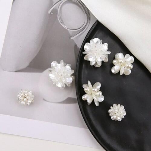 2pcs Korean Vintage Temperament Statement Earrings pearl pendant Flower Earrings for Women Girls Diy Trendy Jewelry Accessories