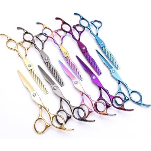 2Pcs 6" 17.5cm Customized Logo 440C Hairdressing Scissors Cutting Shears Thinning Scissors Professional Hair Scissors Set C1011