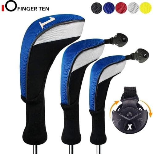 3Pcs/Set Driver Fairway Hybrid Golf Club Head Covers Woods Long Neck 1 3 5 7 X Interchangeable Number Tag