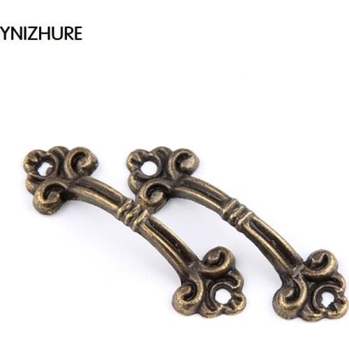 50pcs Mini vintage handle 48*15mm metal antique box drawer knobs old door knob retro kitchen cabinet handles