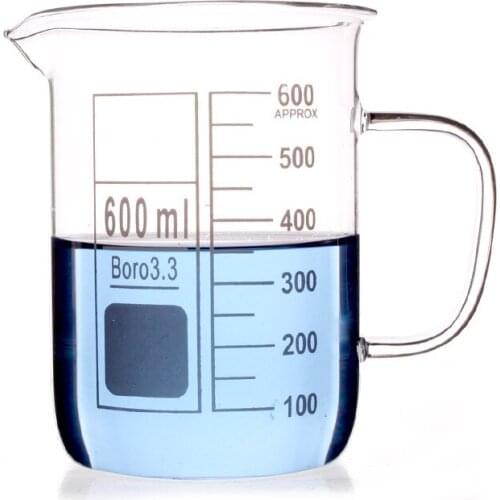 600ml Glass Beaker Mug Cup With Handle 3.3 Borosilicate Glass Lab Glassware Clear And Thick Welcome To Compare Other Sellers