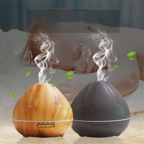 7 Color Changing LED Light Aromatherapy Essential Oil Diffuser 500ml Cool Mist Fogger Ultrasonic Wood Grain Air Humidifier